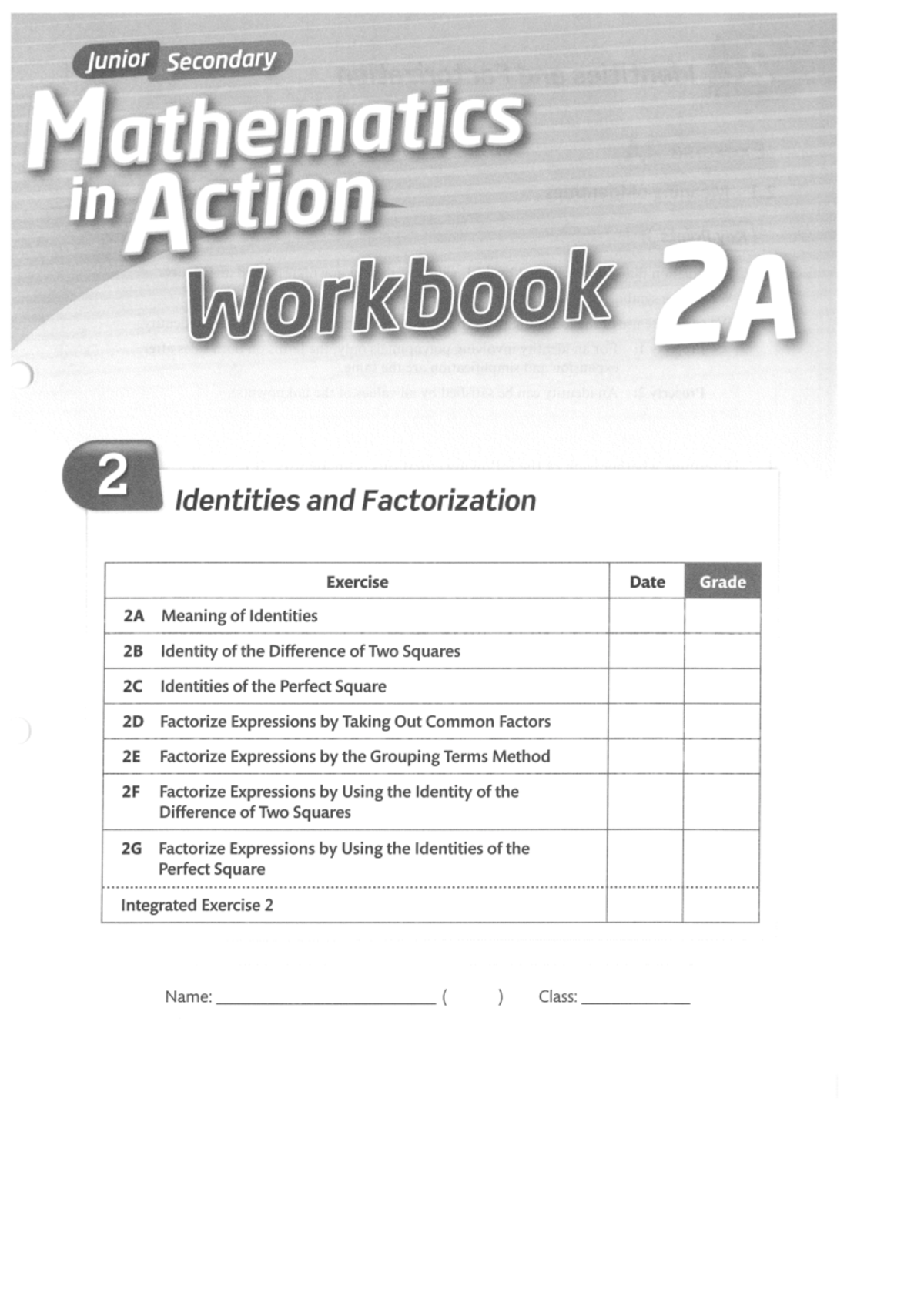 2A-2 Identities and Factorization Exercises Workbook for Junior ...