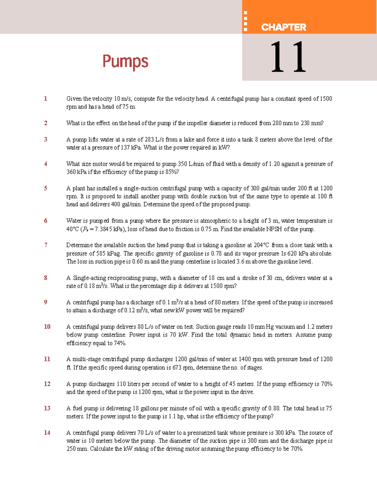Pump Problem Set #1: Centrifugal and Reciprocating Pump Calculations ...