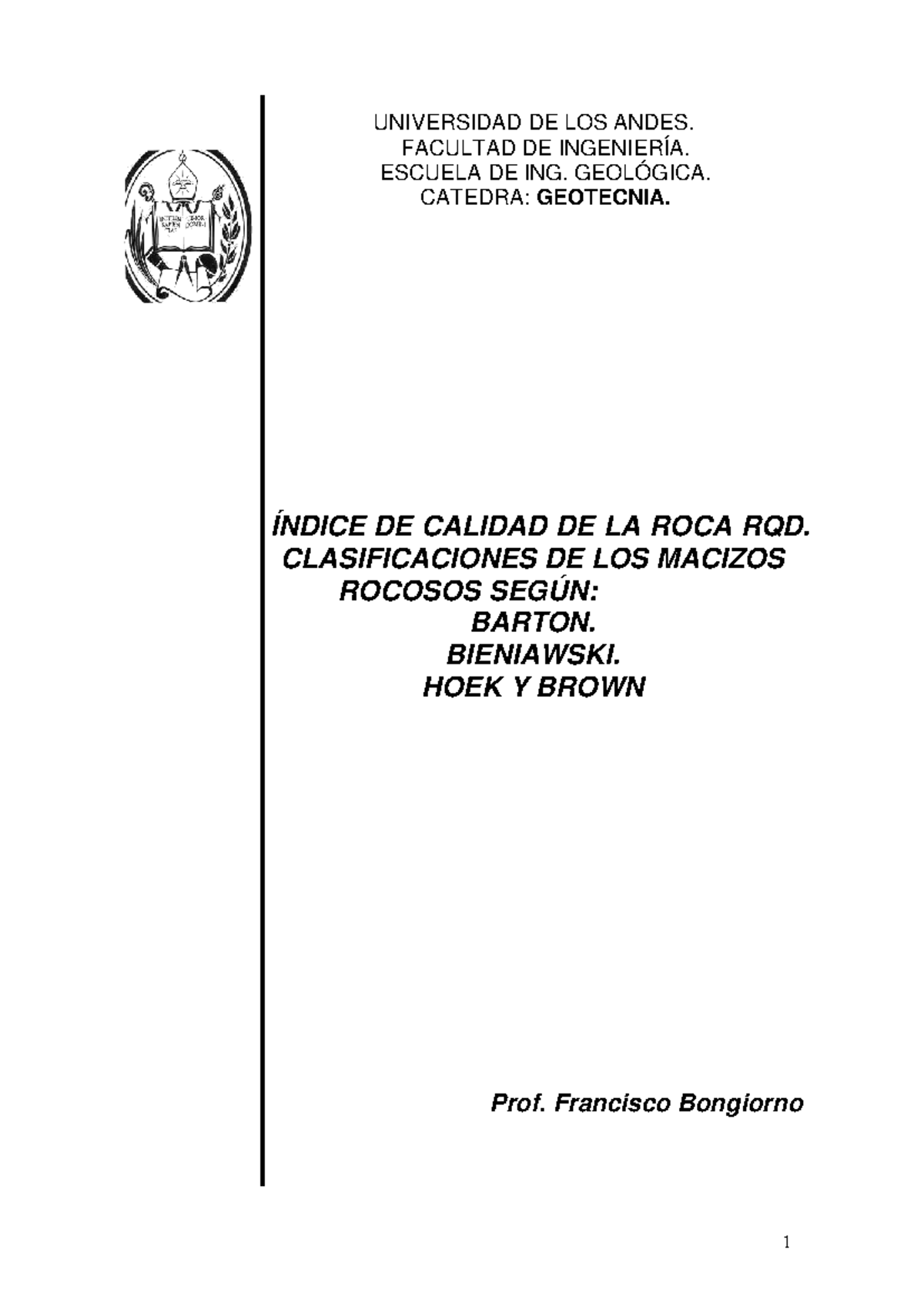Índice de Calidad de la Roca (RQD) y Clasificaciones en Geotecnia - Studocu