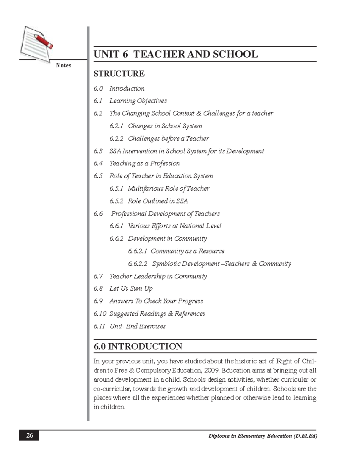 UNIT 6: Teacher and School Dynamics in D.El.Ed Program - Studocu