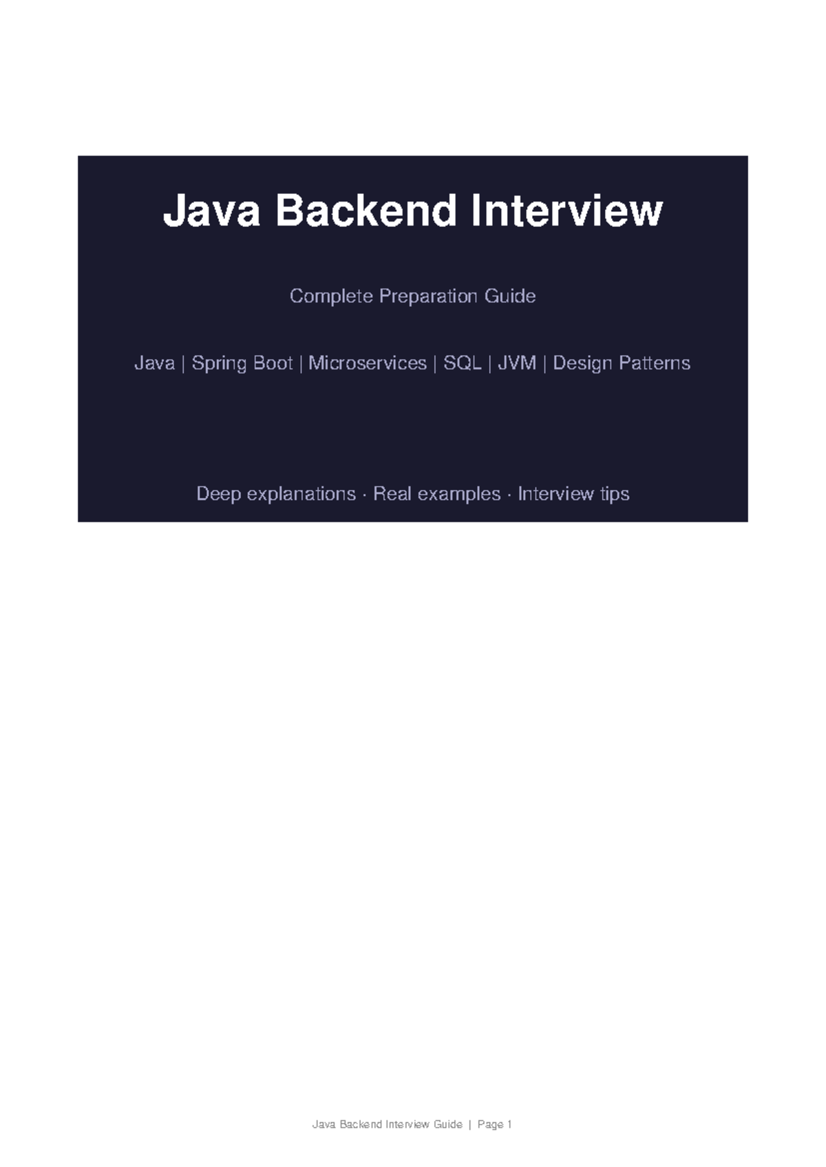 Java Backend Interview Complete Prep Guide: Spring Boot, Microservices ...