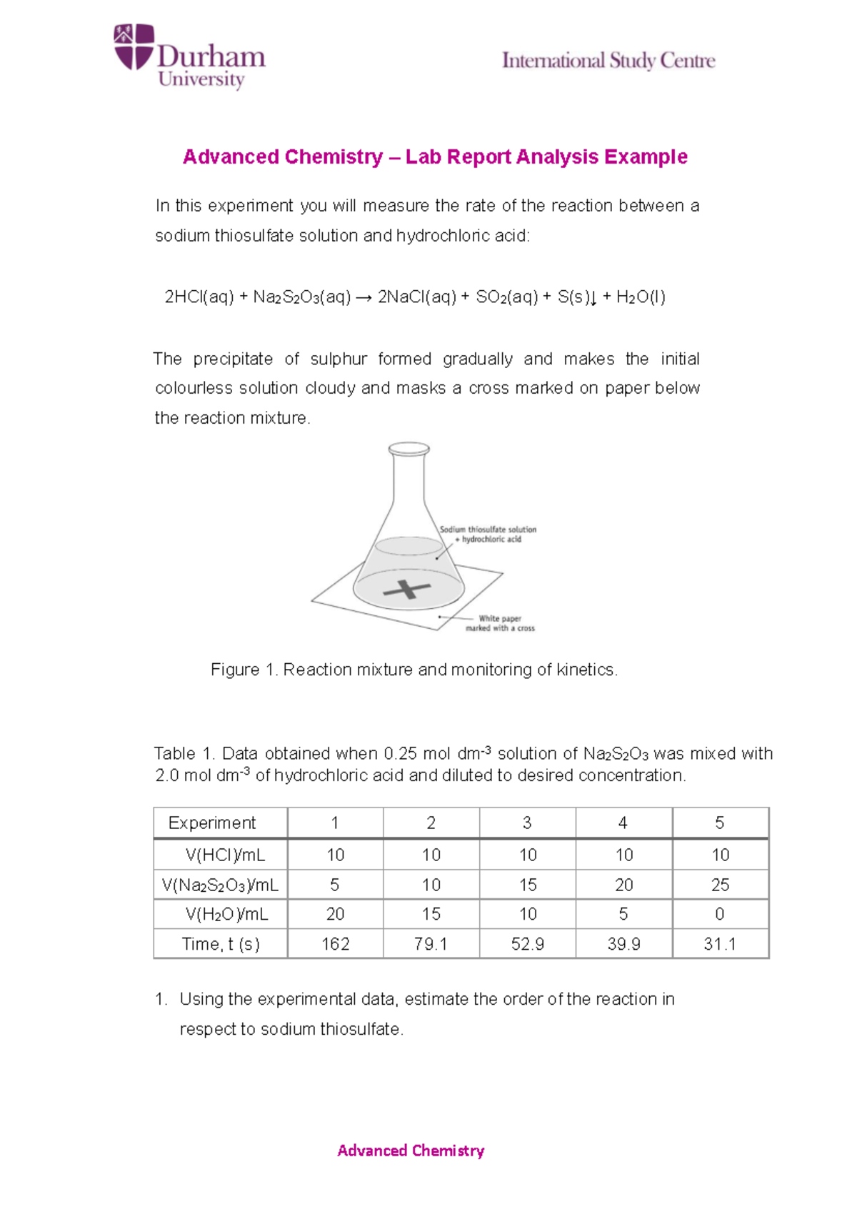 Worksheet Advanced Lab Report Analysis 5+1 - Advanced Chemistry ...