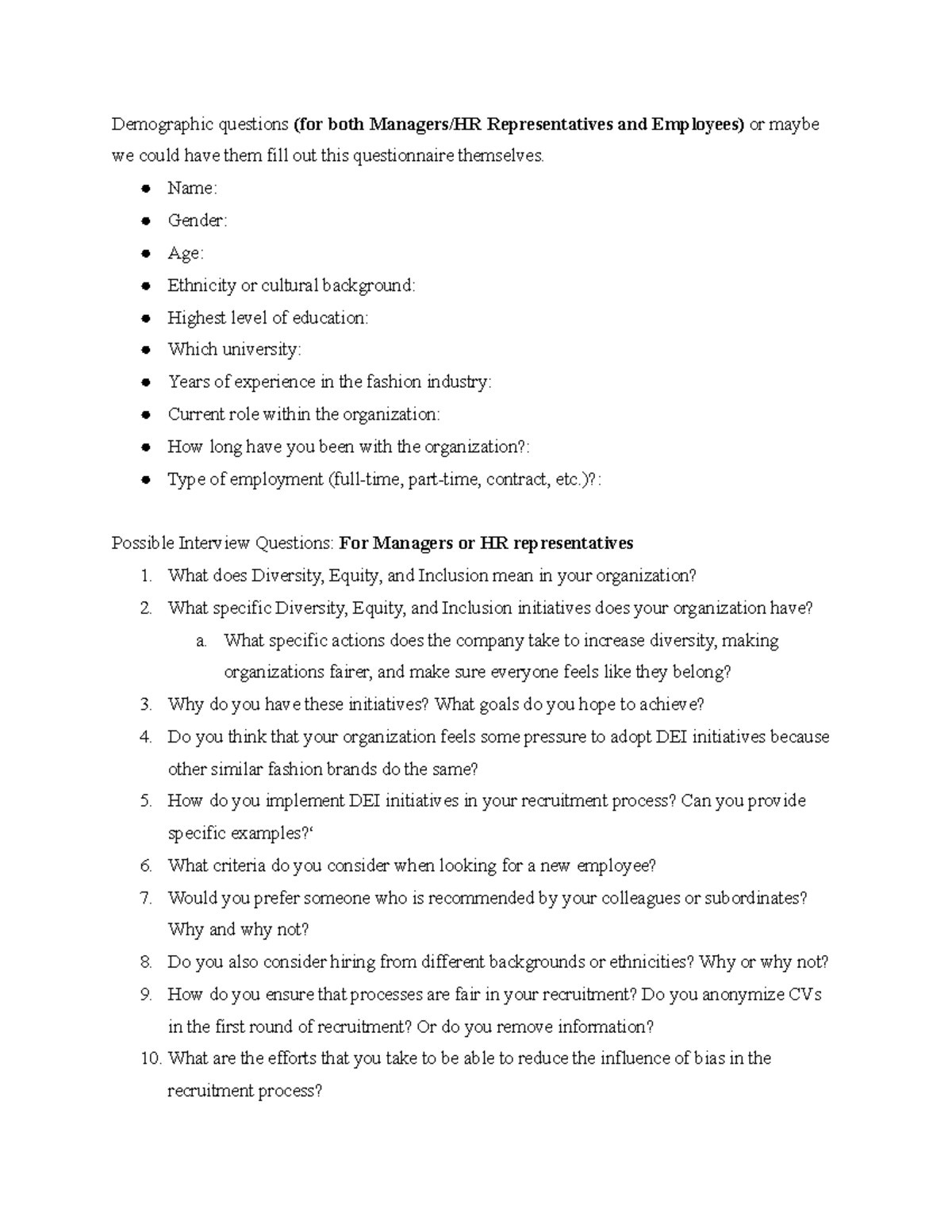 DEI Impact on Recruitment: Interview Questions for Fashion Industry ...