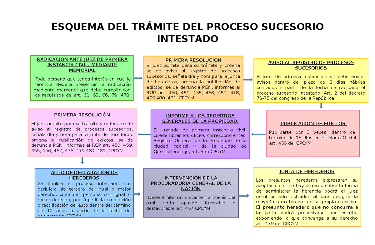 Esquema del Proceso Sucesorio Intestado - CPCYM Legal Guide - Studocu