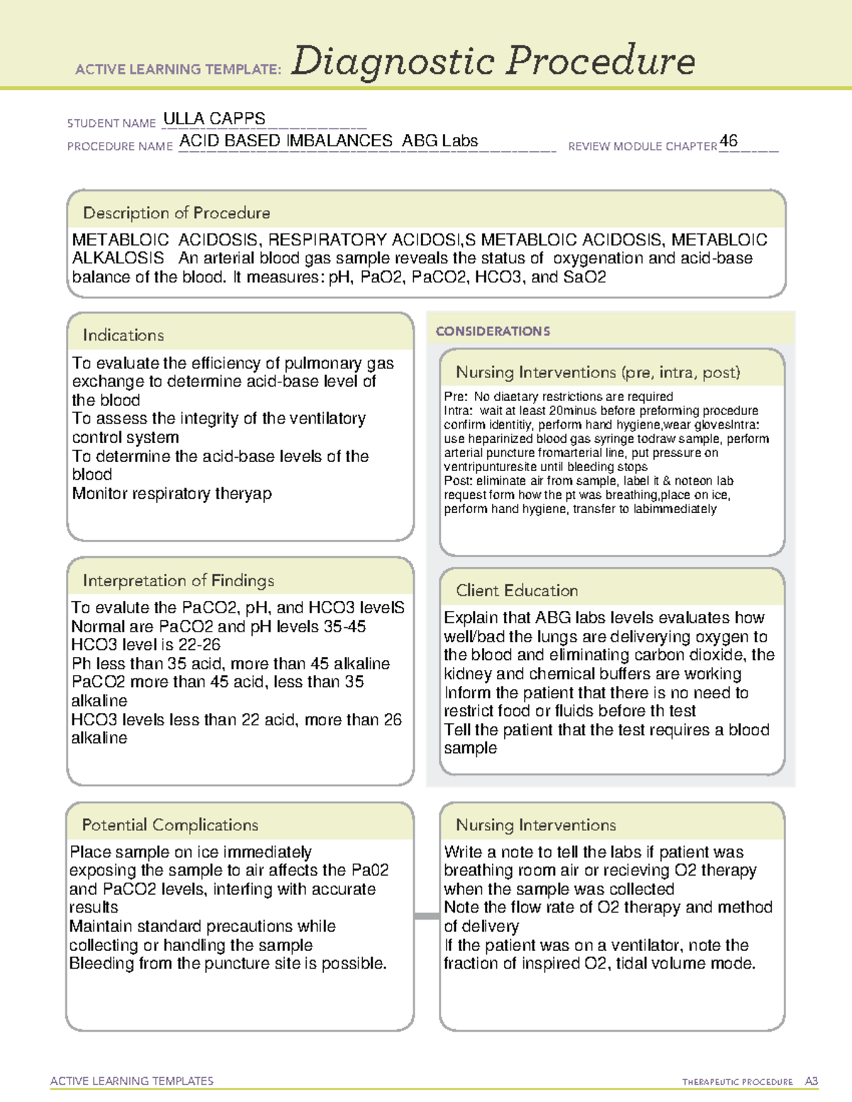 ACTIVE LEARNING TEMPLATE: Diagnostic Procedure for Acid-Base Imbalances ...