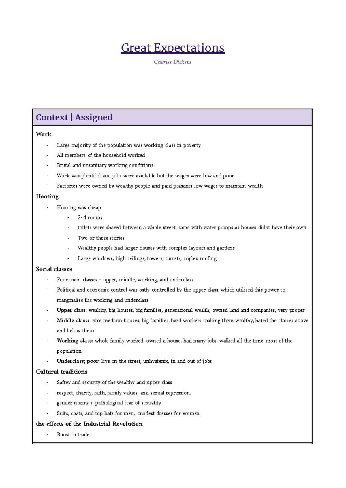Great Expectations - Notes on Charles dickens Mod B - Great ...