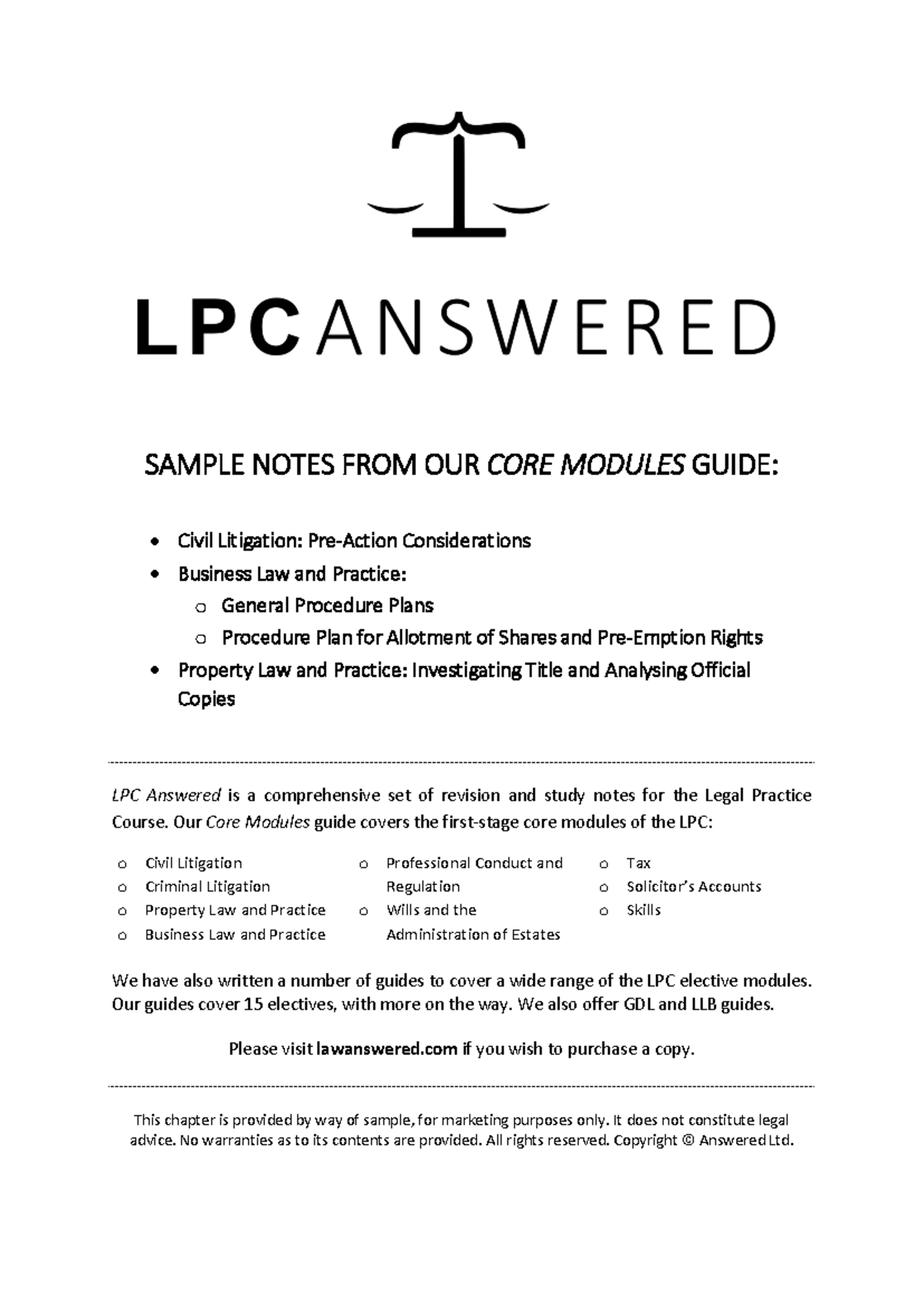 LPC summary of core modules - SAMPLE NOTES FROM OUR CORE MODULES GUIDE ...