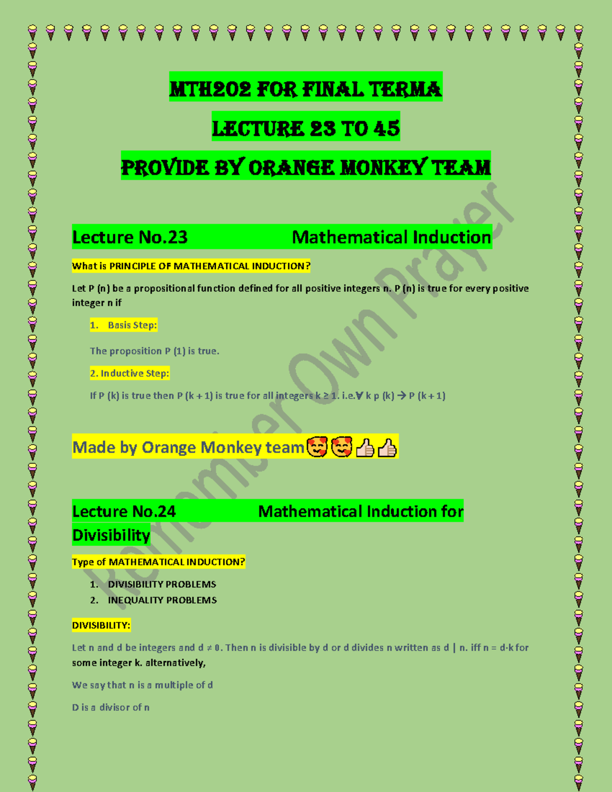 MTH-202 Final Exam Lecture Notes from 23 to 45 by Orange Monkey Team ...
