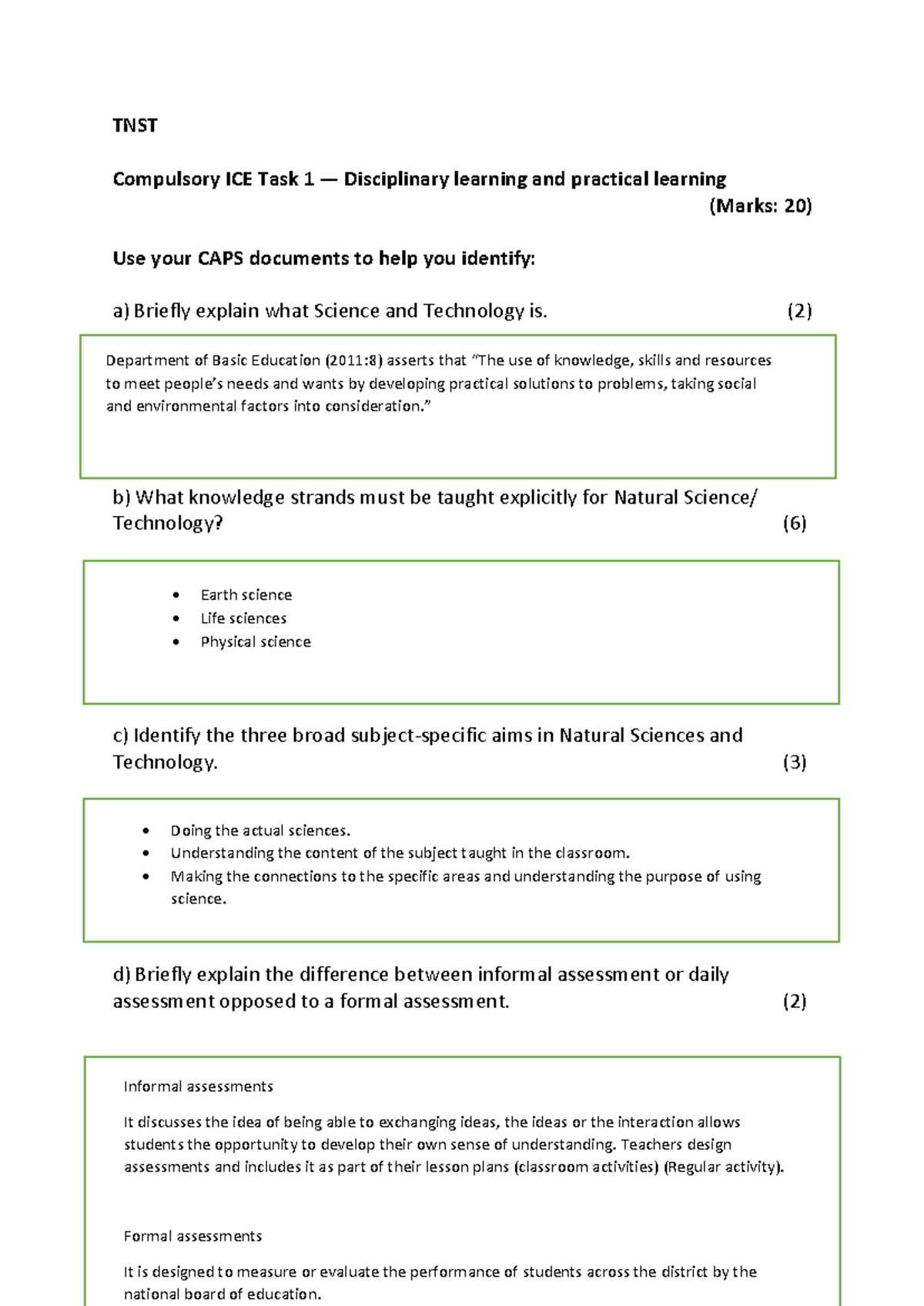 TNST5112 Compulsory ICE Task 1: Disciplinary and Practical Learning ...