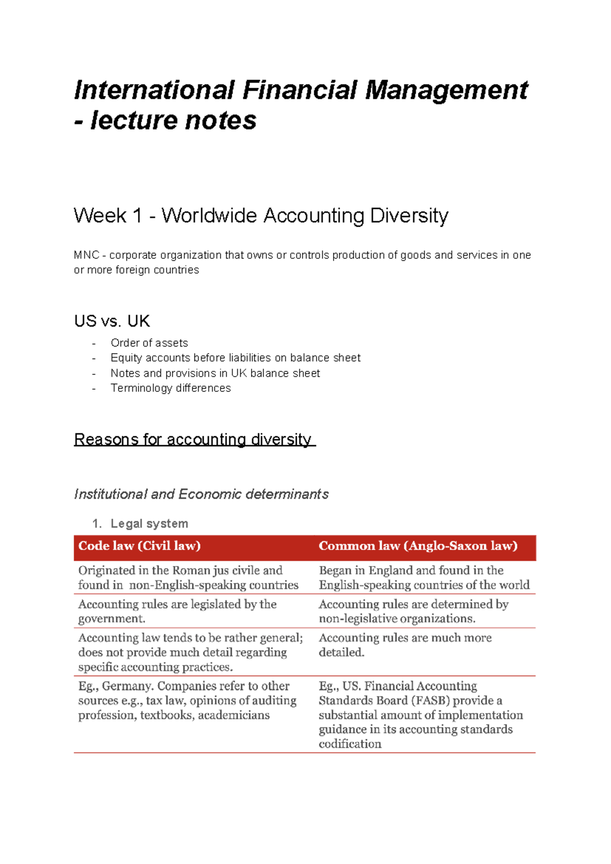 IFM 101 Lecture Notes: International Financial Management Insights ...