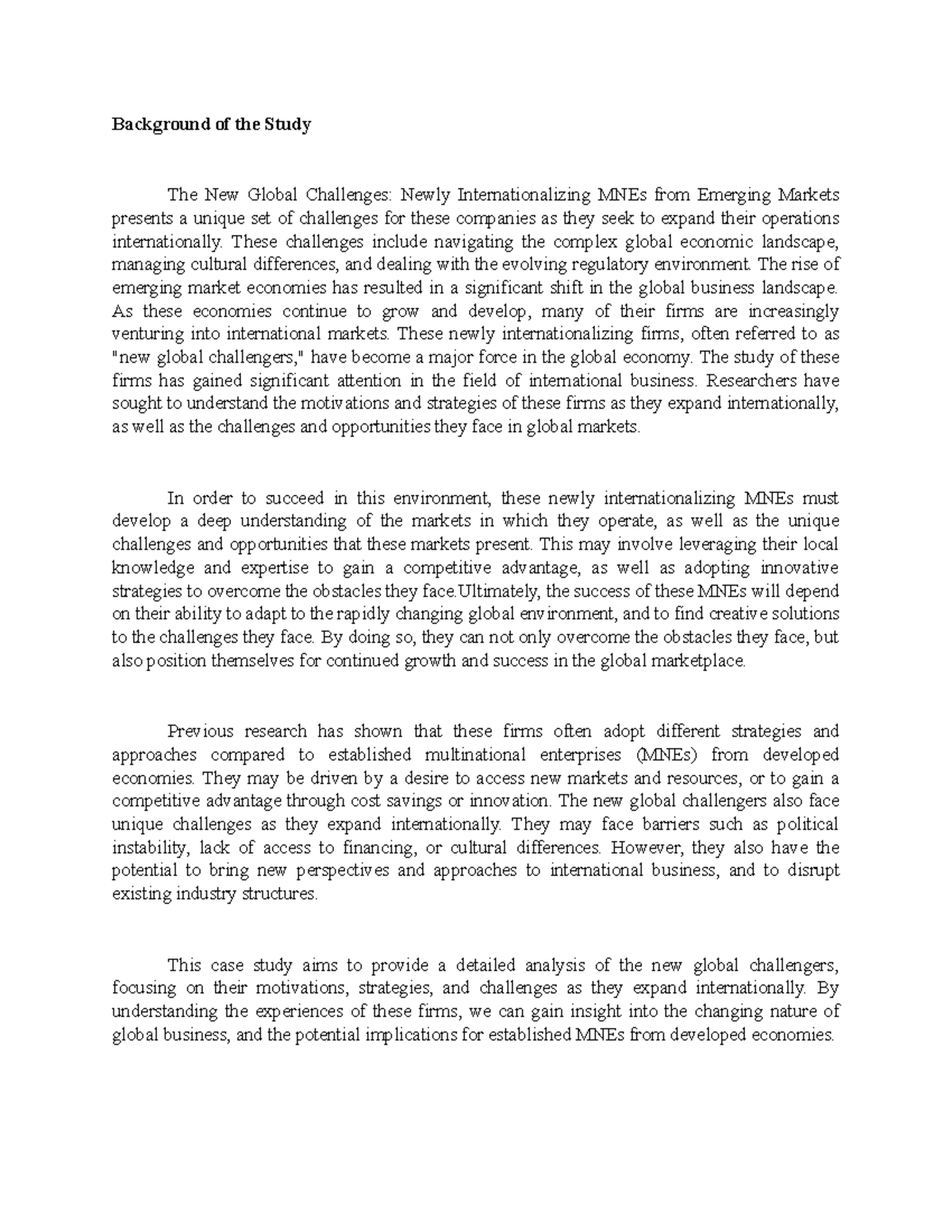 CASE- Study - I just want to see and to have an idea about our research ...