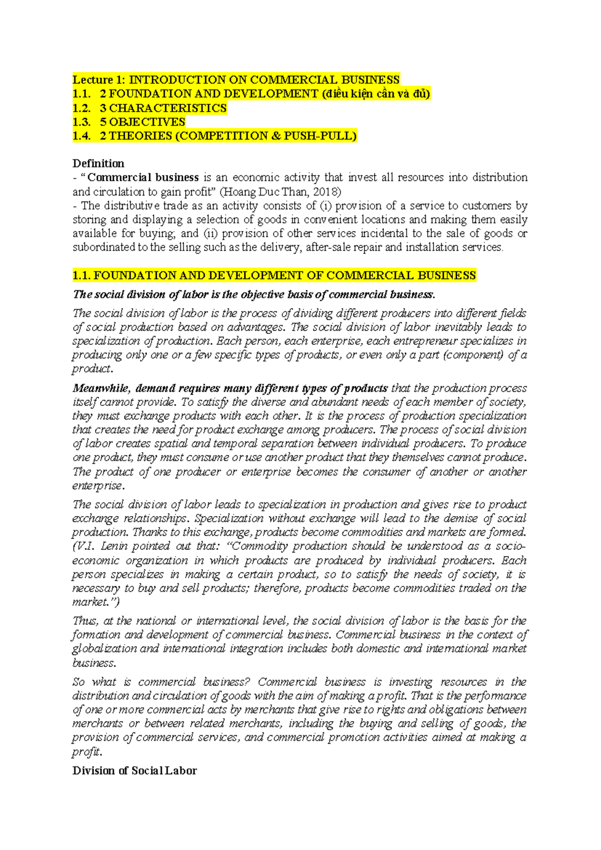 Lecture 1: Introduction to Commercial Business Concepts and Theories ...