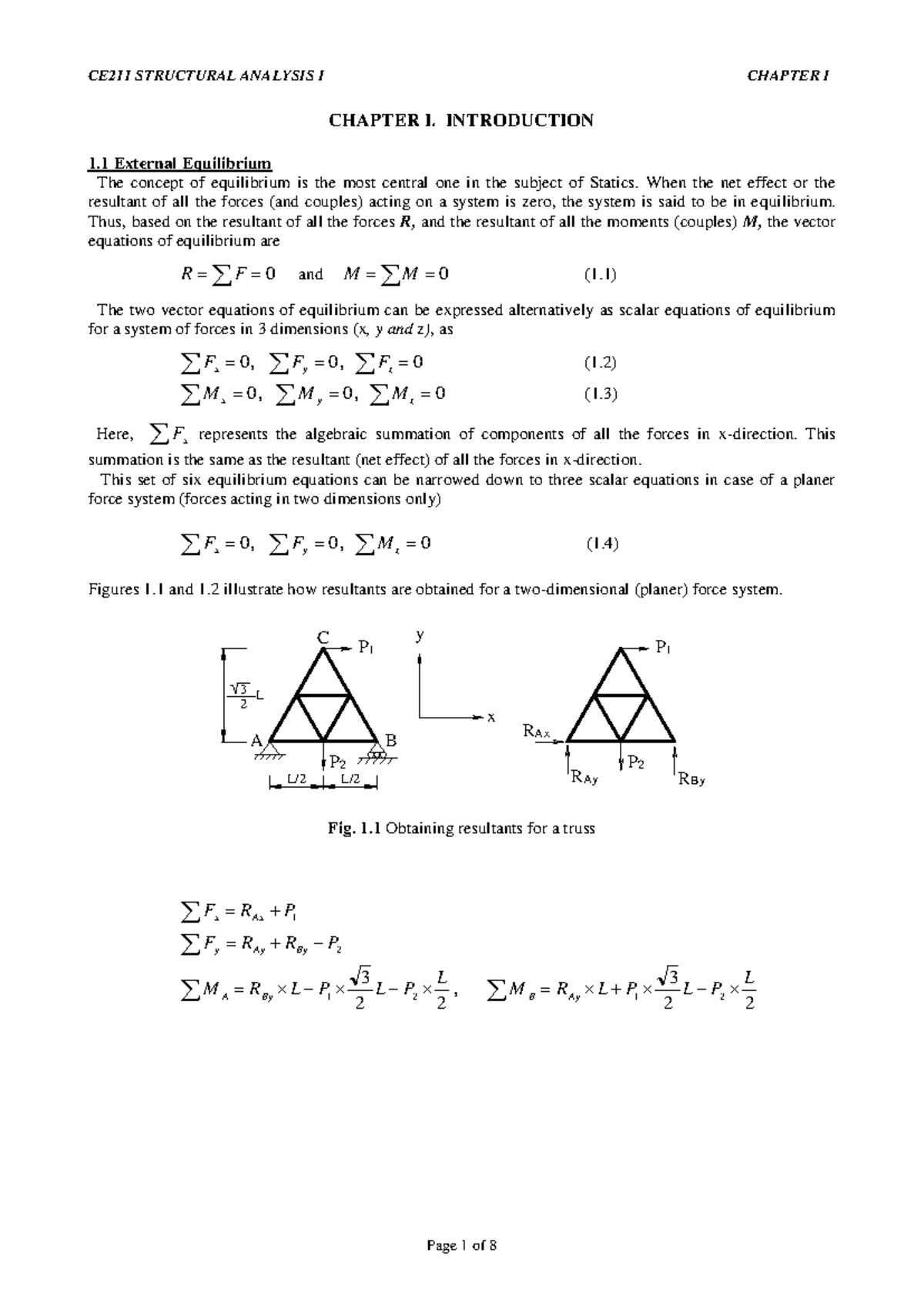 External Equilibrium in Structural Analysis (CE 101) - Studocu