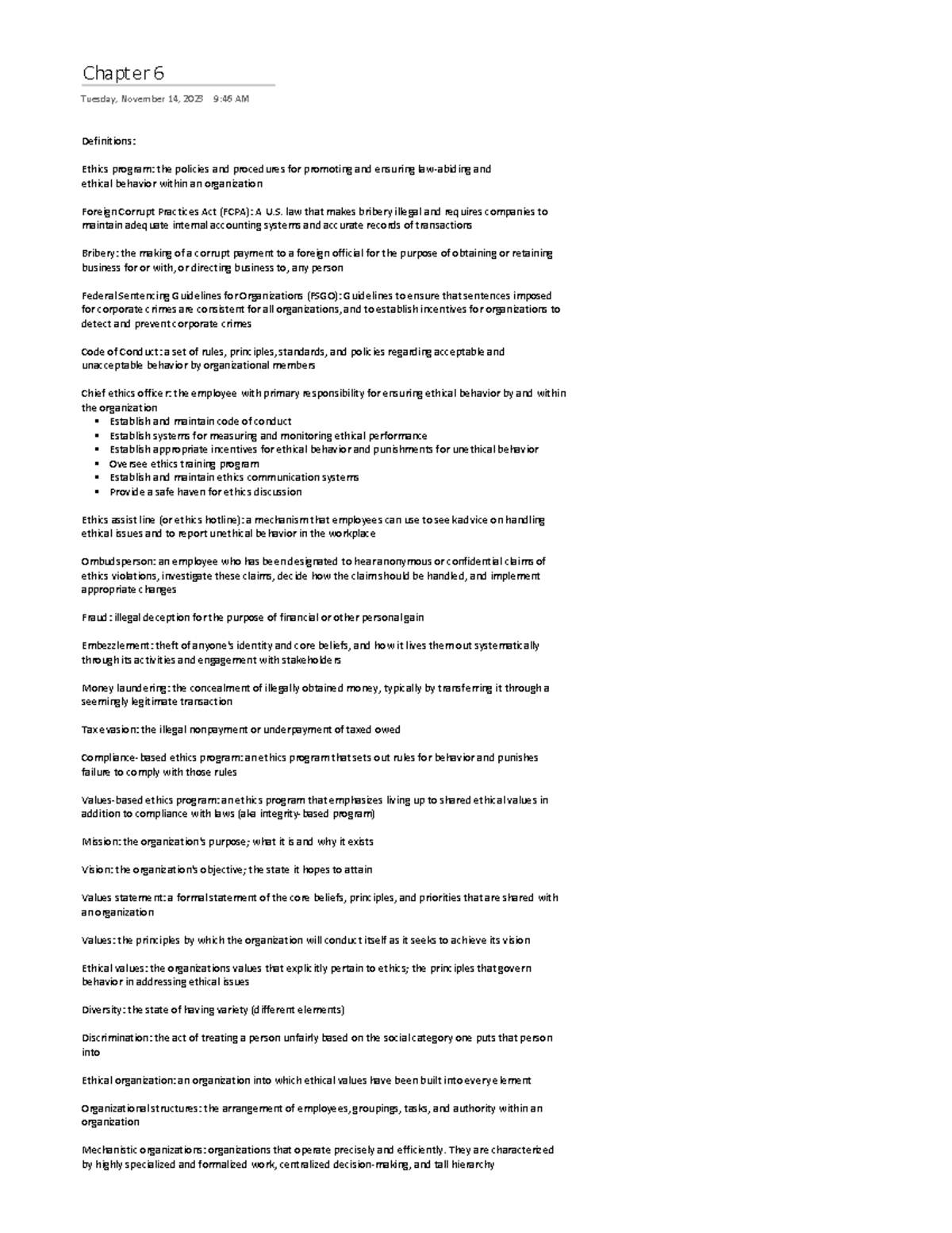 Textbook Notes - Chapter 6 - Chapter 6 Tuesday, November 14, 2023 9:46 ...