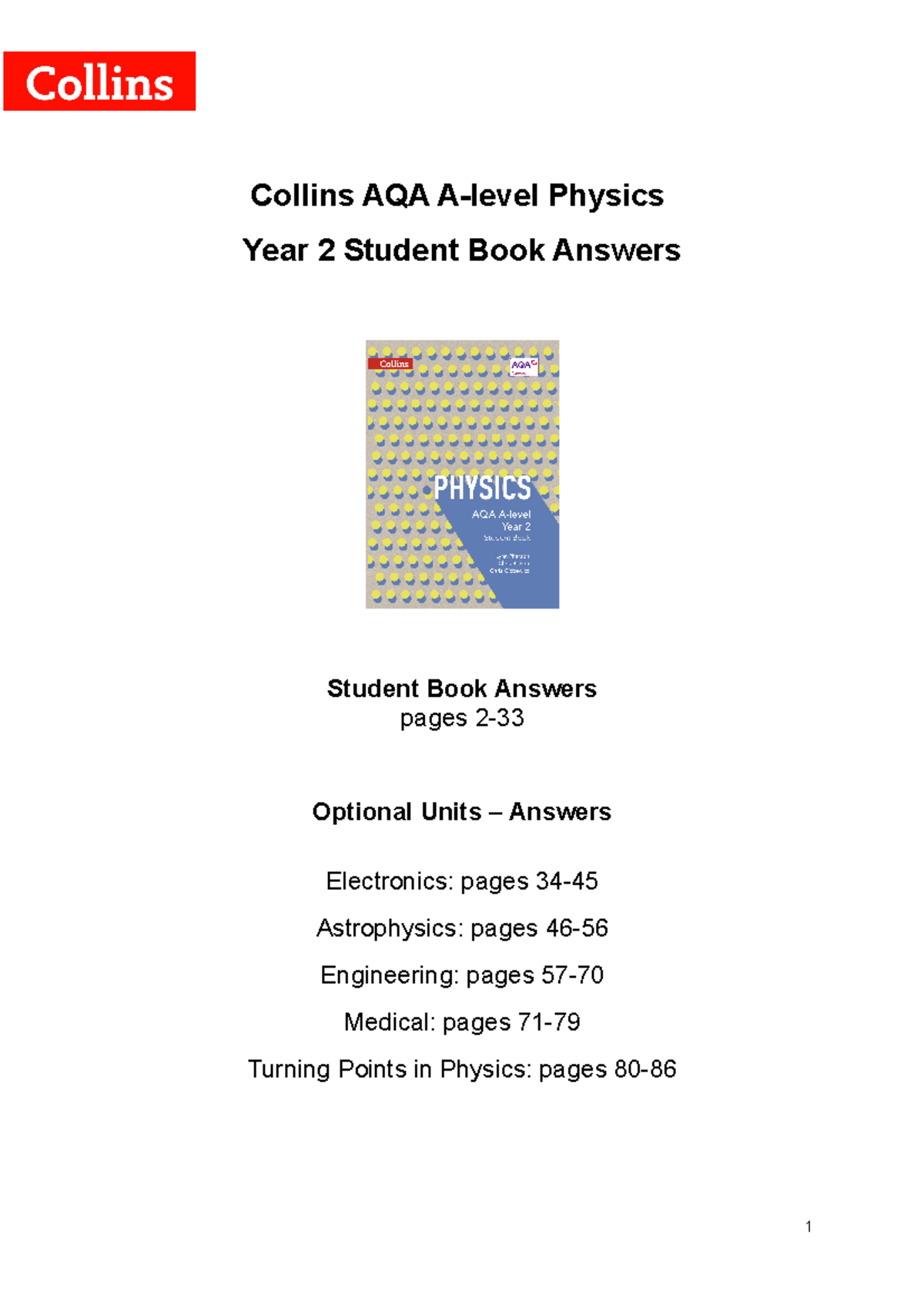 AQA A-Level Physics Year 2 Student Book Answers and Practical Feedback ...