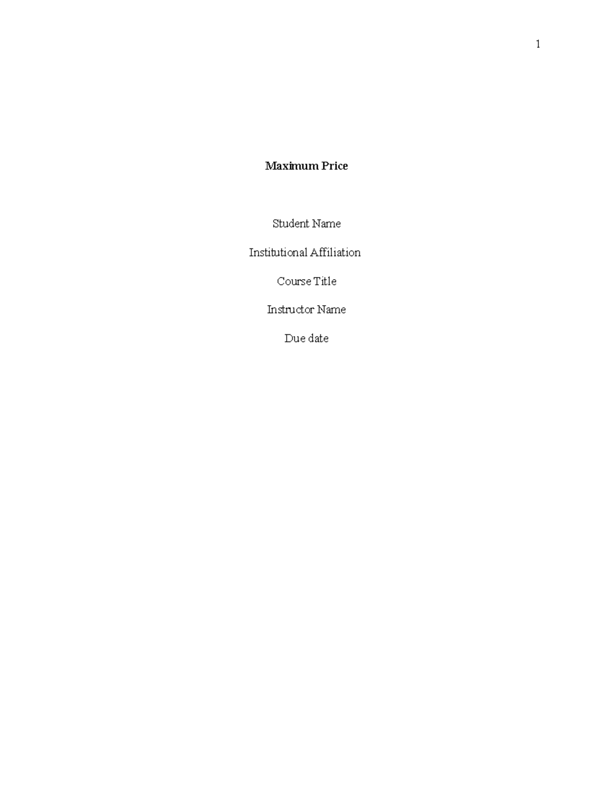 Maximum Price: Essay Notes on Economic Impact and Government ...