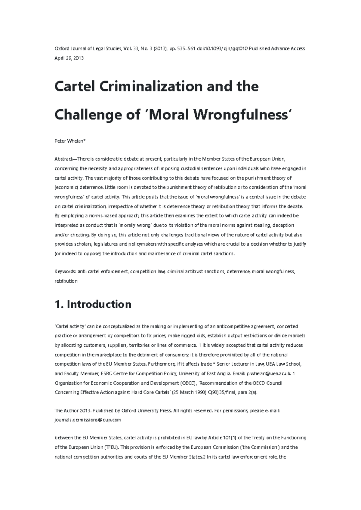 Cartel Criminalization & Moral Wrongfulness: Analyzing Legal ...