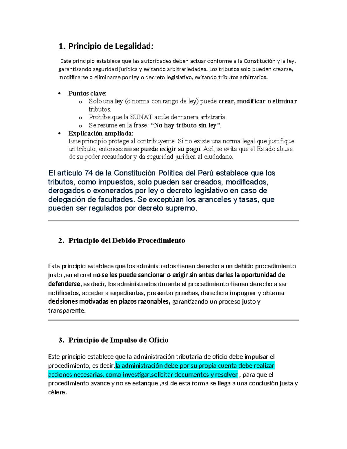 Principios del Procedimiento Tributario: Legalidad y Debido Proceso ...