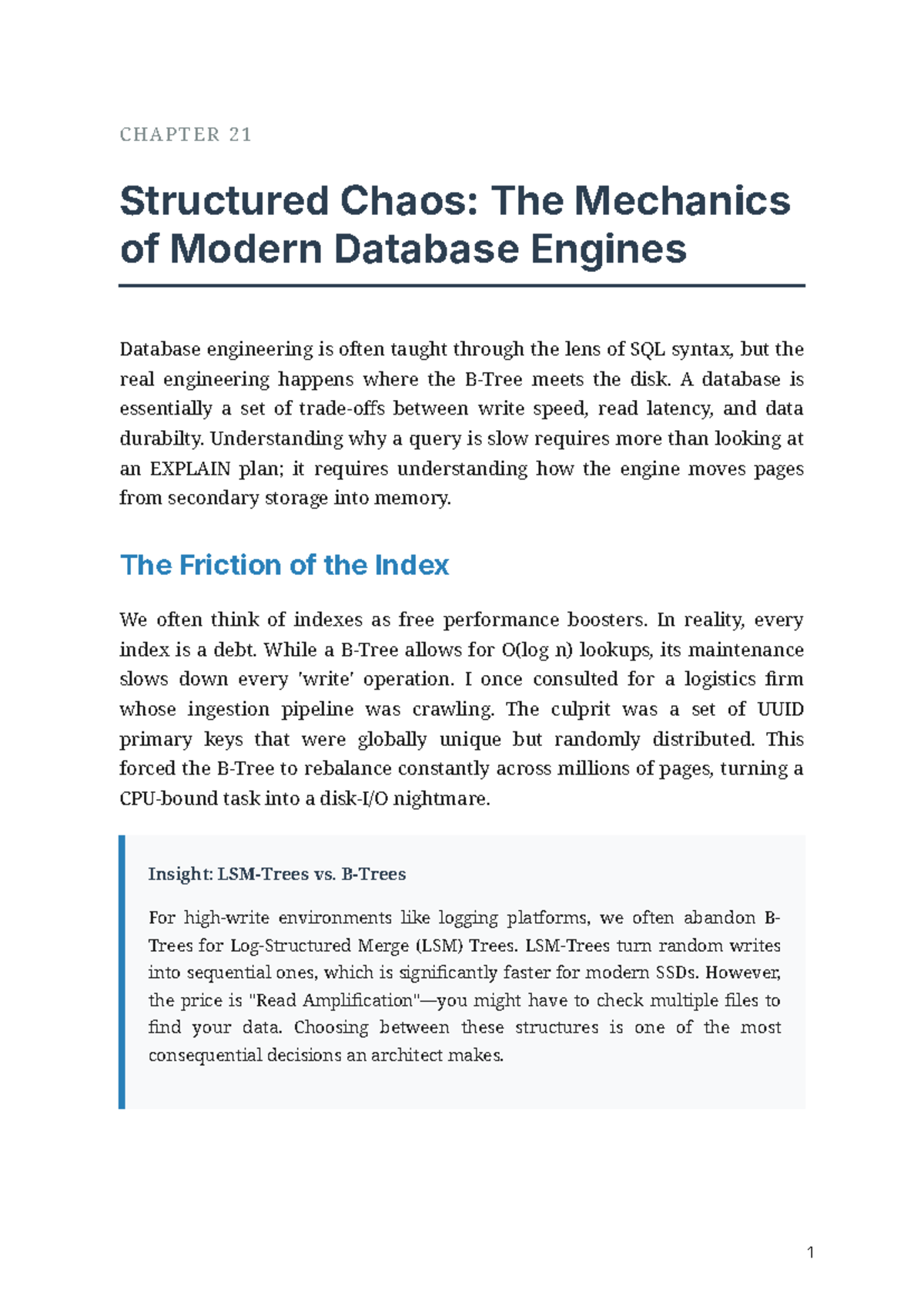 CH21: Structured Chaos - Mechanics of Modern Database Engines - Studocu