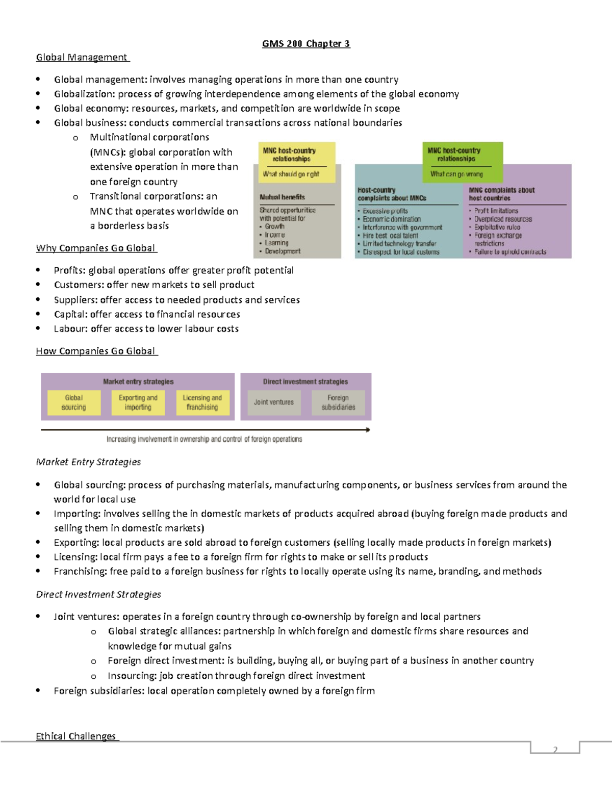 GMS 200 Chapter 3 - 2 GMS 200 Chapter 3 Global Management Global ...