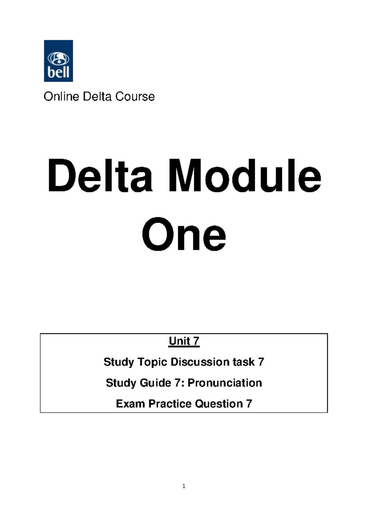 Unit 7: Pronunciation study guide for online DELTA course - Studocu