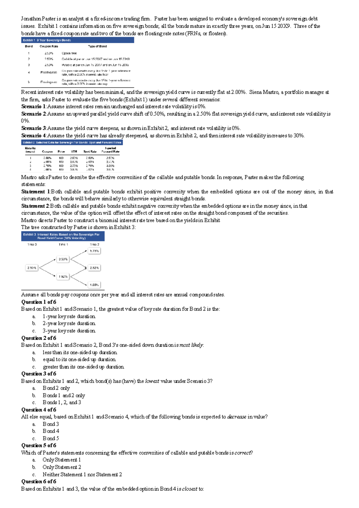 Valuation and Analysis of Bonds with Embedded Options - Questions (FIN ...
