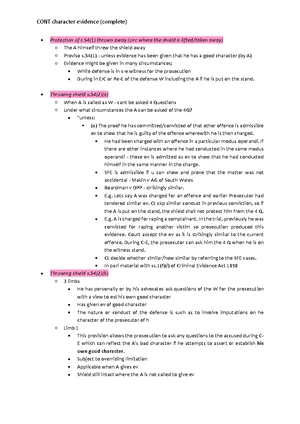 Character Evidence in Law - Study Notes for Legal Course - Studocu