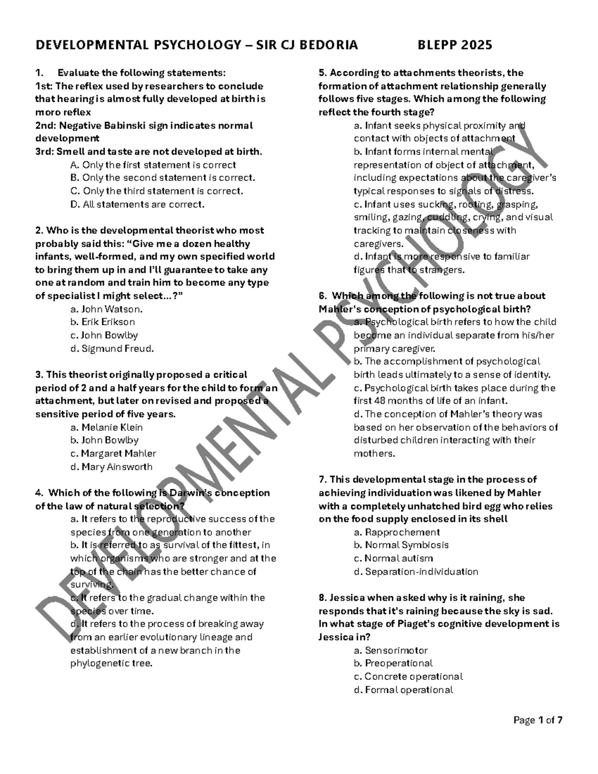 Devpsych Summary Tables: Key Notes on Human Development - Studocu