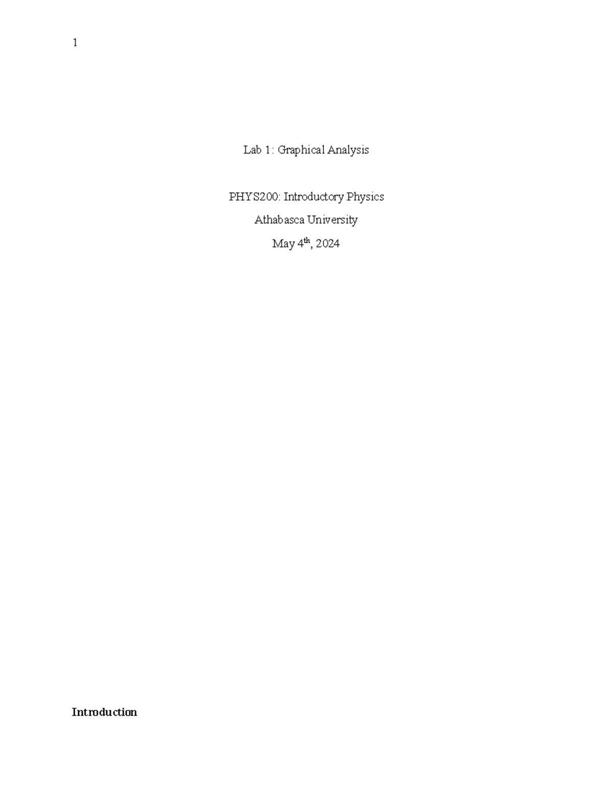 PHYS200 Lab1 - Graphical Analysis of Distance vs Time - Studocu