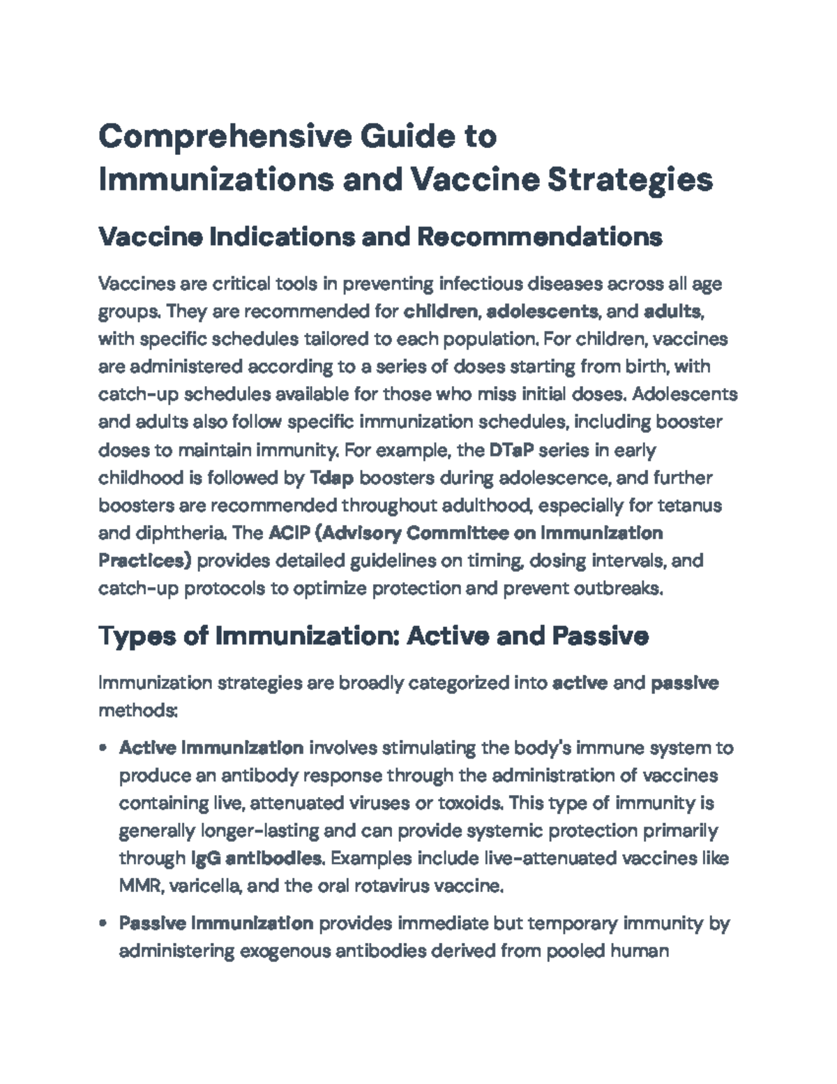 Comprehensive ACIP Guidelines on Vaccine Administration and ...