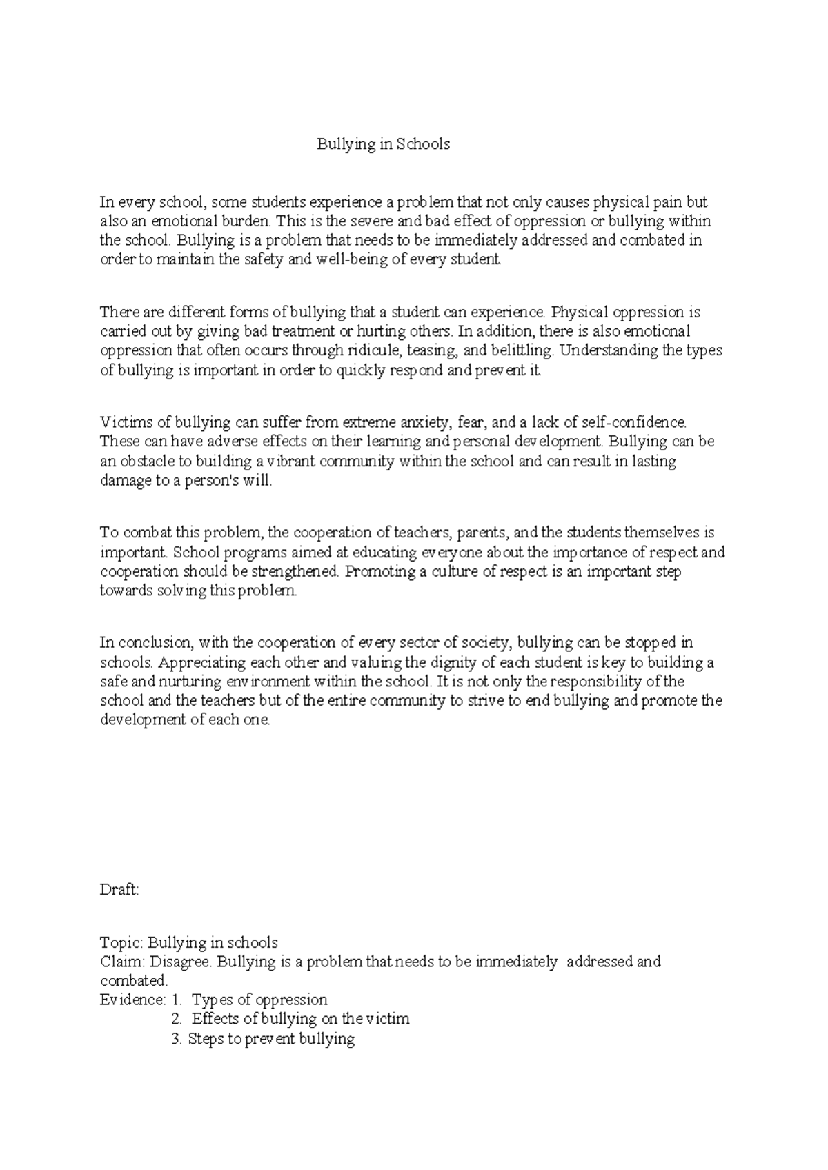 Bullying in Schools: Understanding Types, Effects, and Prevention - Studocu