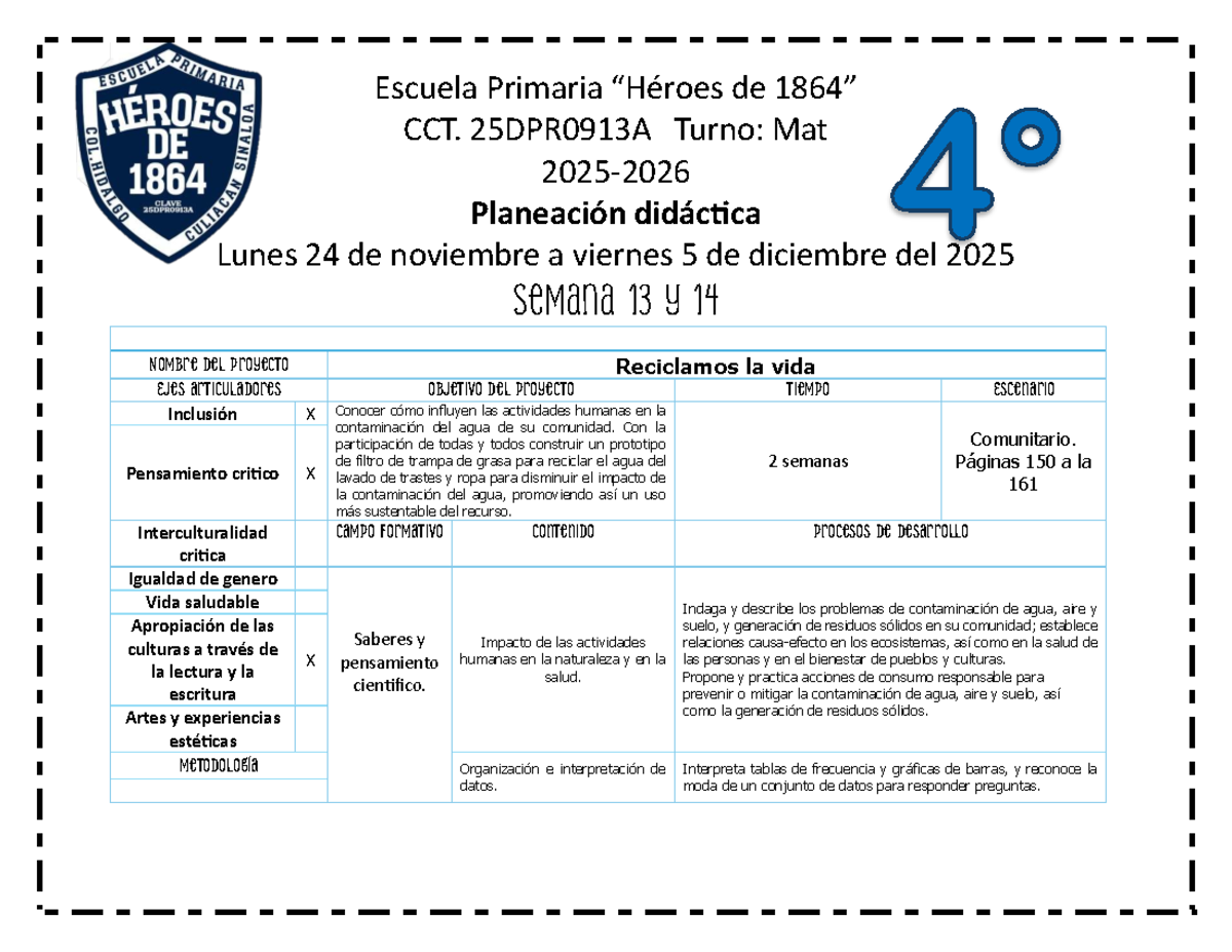 Planeación Didáctica: Proyectos Comunitarios del 4 al 20 de mayo - Studocu