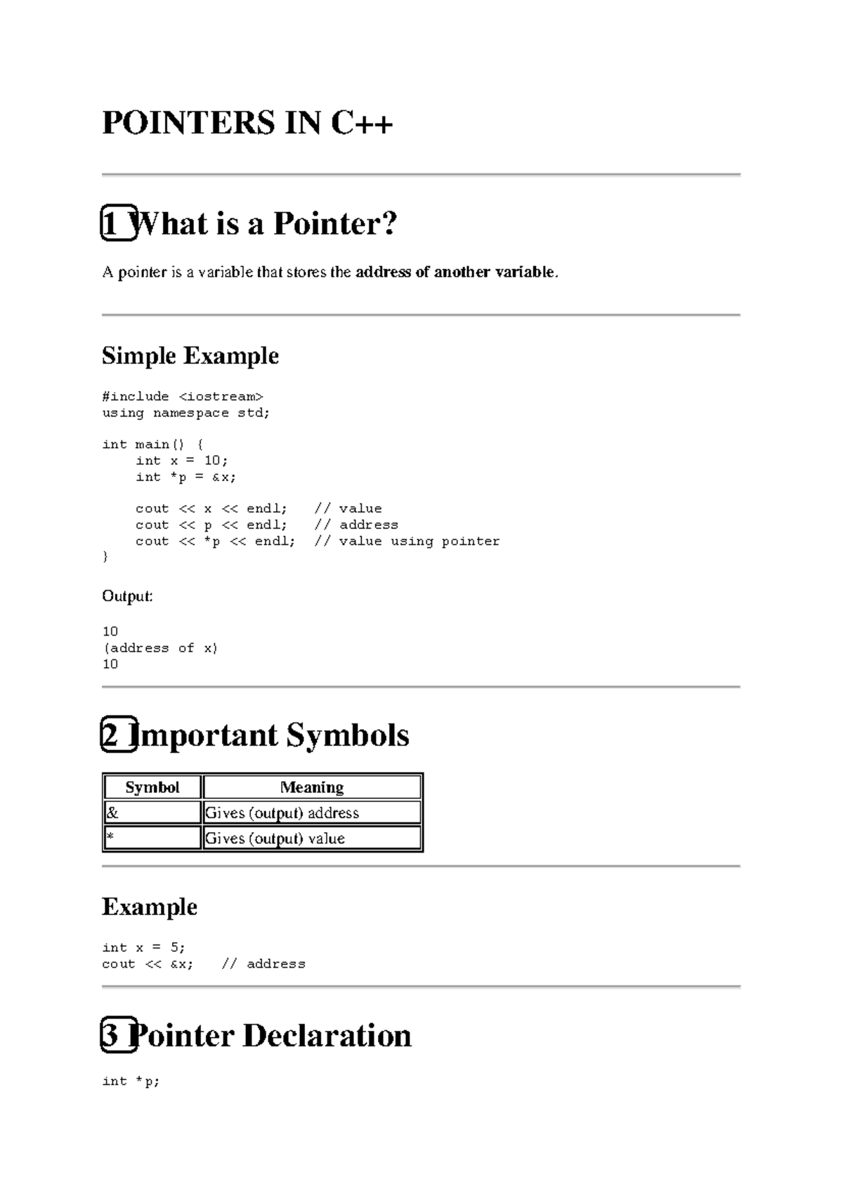 8. Pointers in C++: Understanding Basics and Operations - Studocu