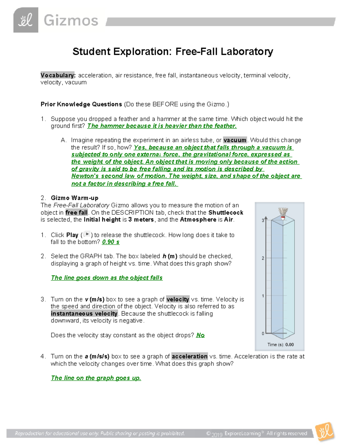 557340595 - Free Fall Lab: Exploring Acceleration & Velocity - Studocu