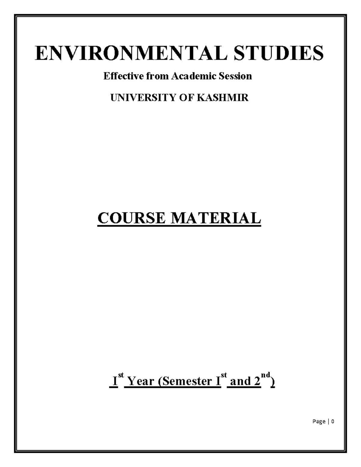 Environmental Studies-EVS 1st Year Unit 1 - ENVIRONMENTAL STUDIES ...
