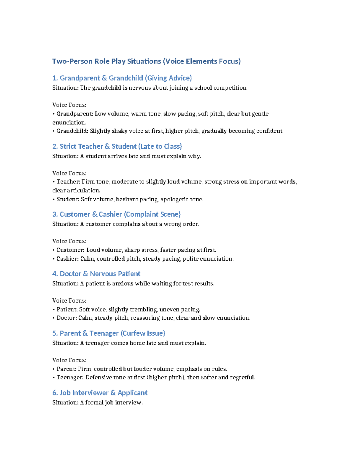 Role Play Situations: Voice Elements Focus (Inbound 8450626443652003 ...