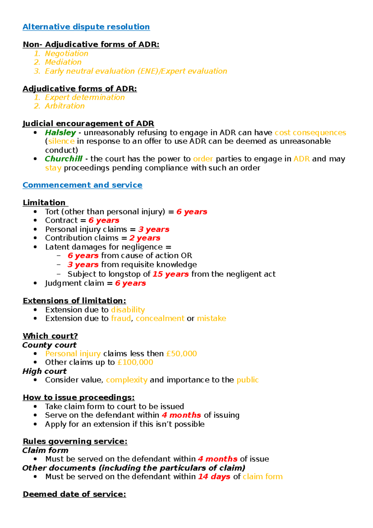 Whole syllabus summary - Alternative dispute resolution Non ...