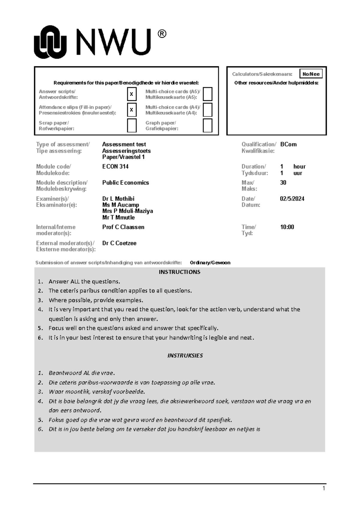 ECON 314 2025 Test 3 Memo: Public Economics Insights and Analysis - Studocu