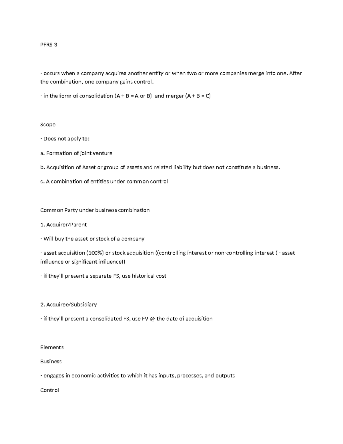 PFRS 3-WPS Office - PFRS 3 - PFRS 3 occurs when a company acquires ...