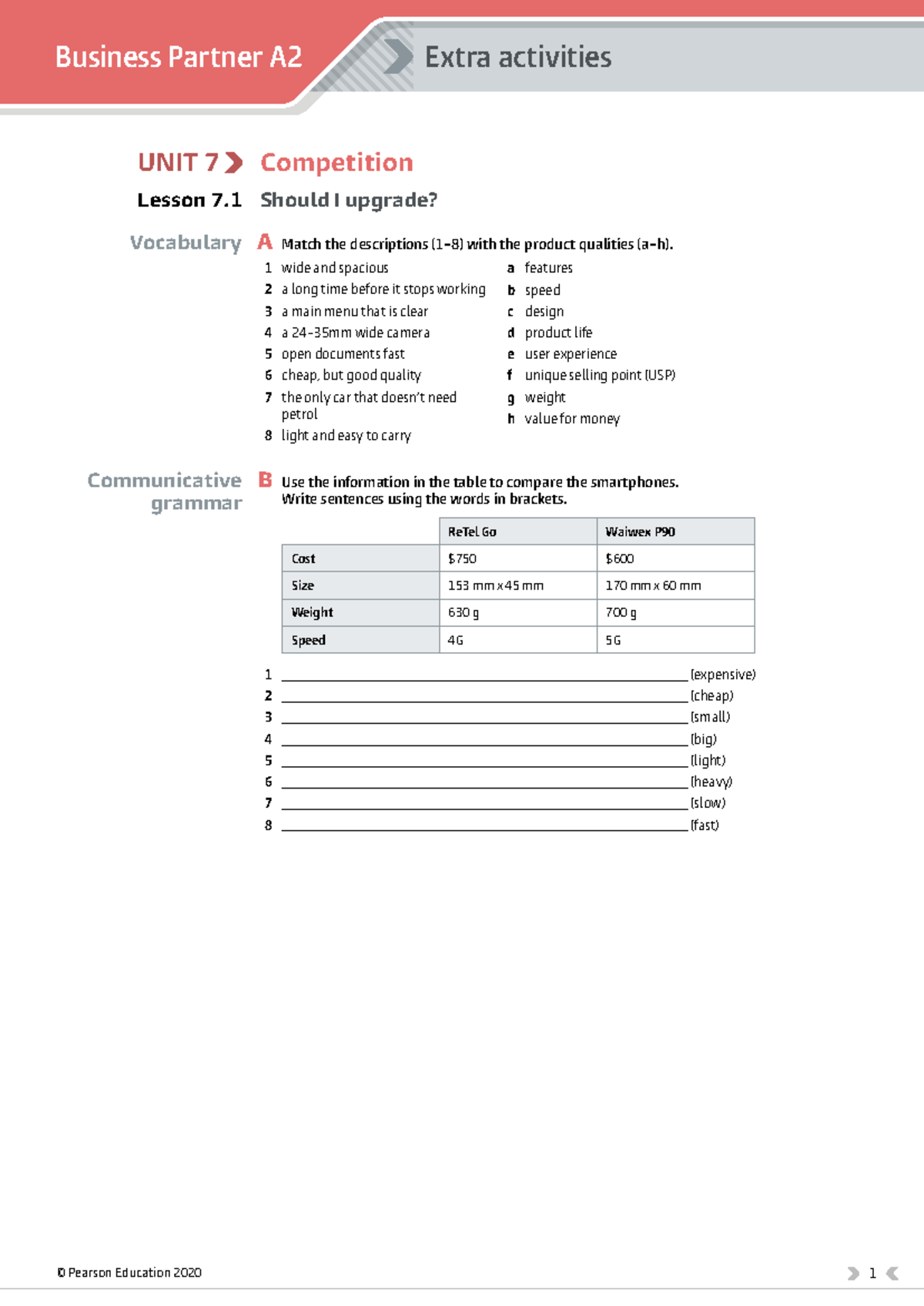 Business Partner A2 UNIT 7 Extra Activities & Vocabulary Insights - Studocu