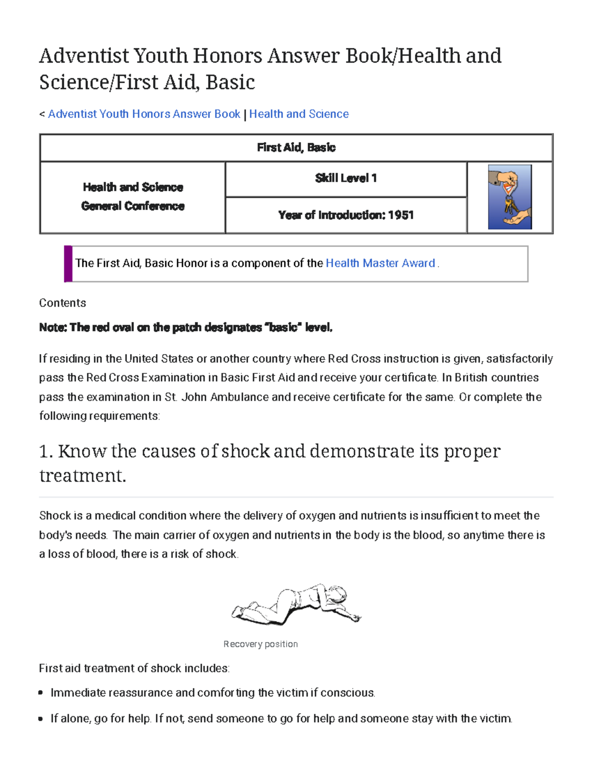**HON 101 - Adventist Youth Honors: Basic First Aid Guide & Techniques ...