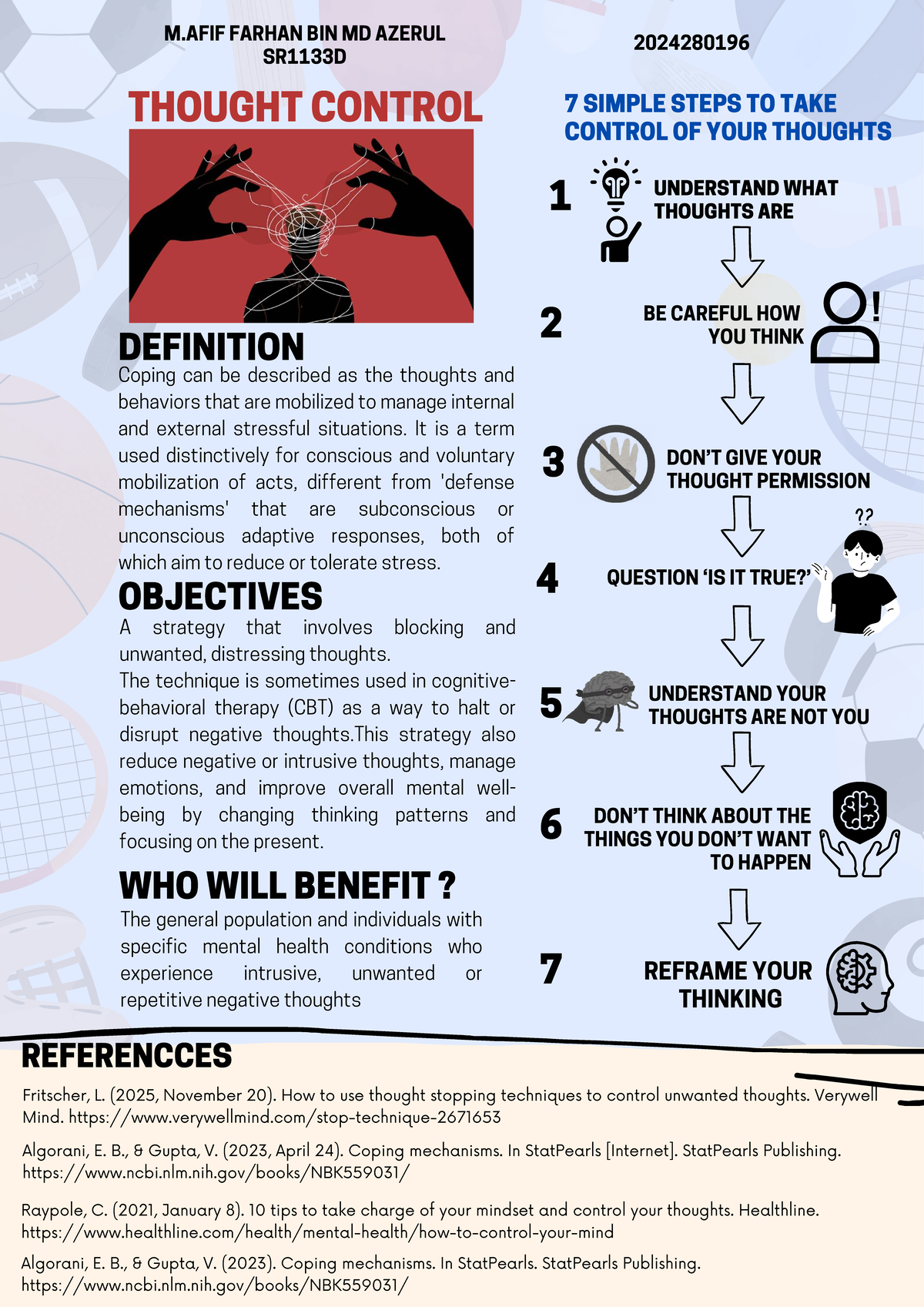 SPS210 - Coping Techniques: Thought Control Strategies by M. Afif ...