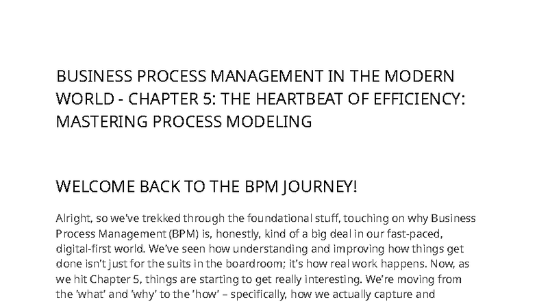 BUSINESS PROCESS MANAGEMENT (BPM) CHAPTER 5: MASTERING PROCESS MODELING ...