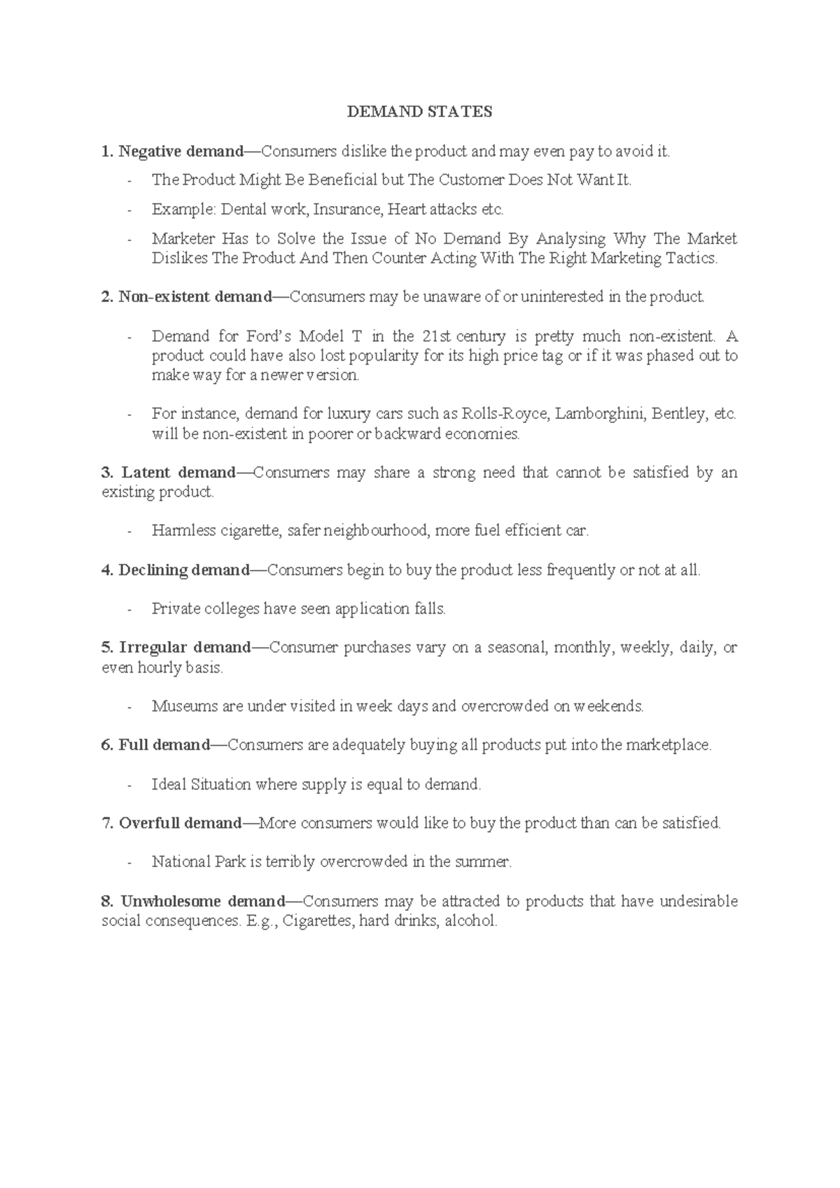 Demand States Overview - Term 1 MM 1 Class Notes - Studocu