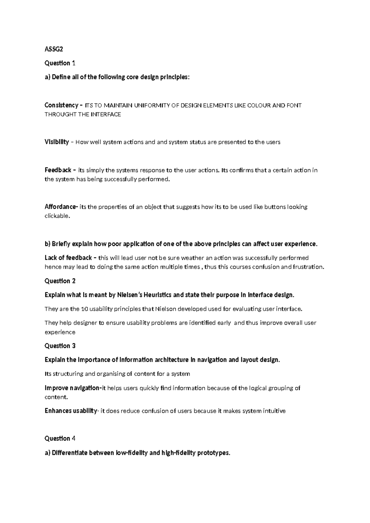 ASSG2 Assignment: Core Design Principles & User Experience Insights ...