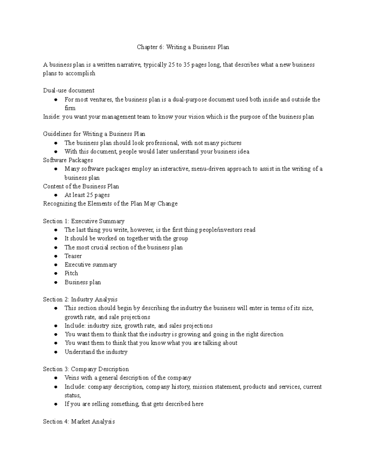MGT 253 Chapter 6 - Chapter 6: Writing a Business Plan A business plan ...