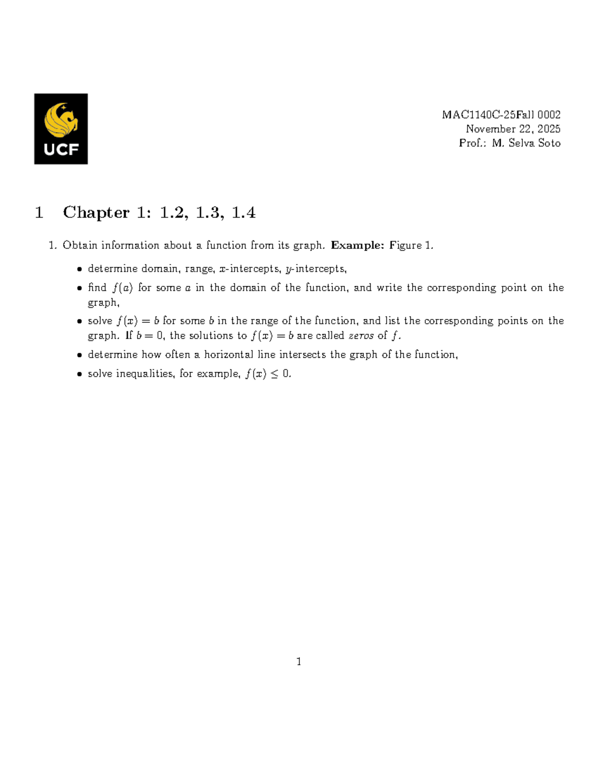 MAC1140C Chapter 1 Lecture Notes - Fall 2025 - Studocu