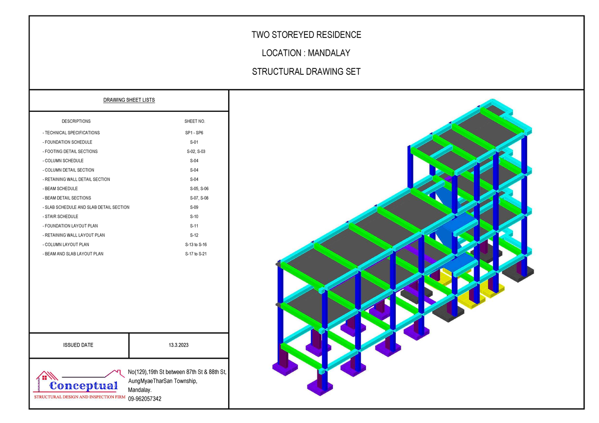 Two Storeyed Residence Structural Drawing Set - Mandalay - Studocu