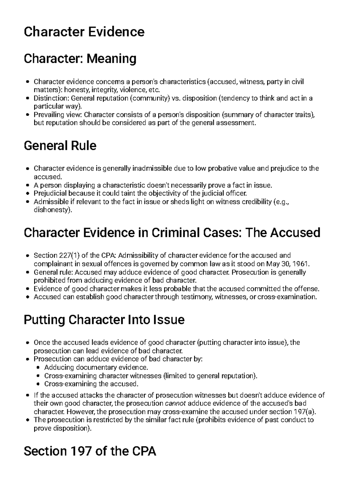 Chapter 6 Evidence Notes: Character Evidence in Legal Proceedings - Studocu