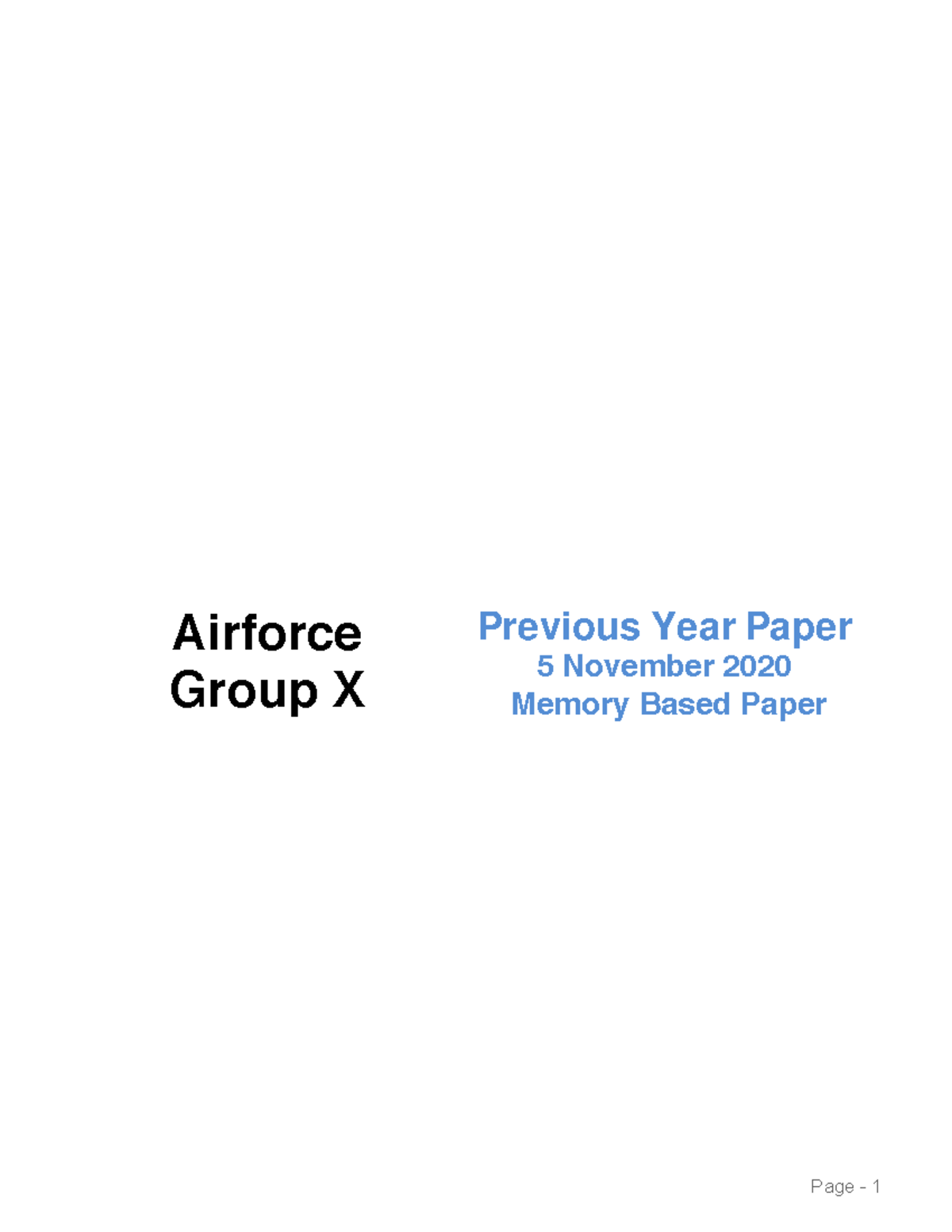Airforce Group X Previous Year Paper - Memory Based (Nov 2020) - Studocu